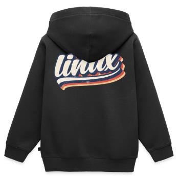 Linux | retro vintage logo - Kids Premium Organic Zip-up Hoodie - black - Back - AI Model Kid Male (0cm)