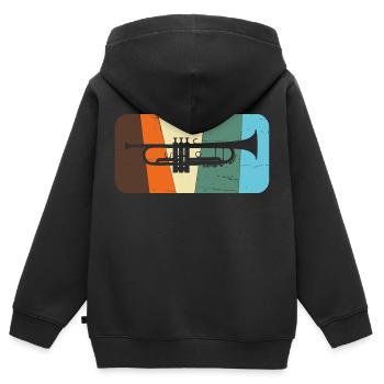trompete - Kinder Premium Organic Zip Hoodie - Schwarz - Hinten - AI Model Kid Male (0cm)