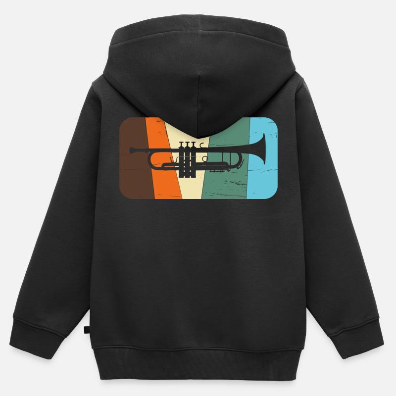 trompette - Sweat Premium à capuche zippé enfant bio - noir