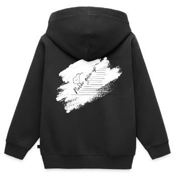 Illustration von "Never give up" - Kinder Premium Organic Zip Hoodie - Schwarz - Hinten - AI Model Kid Male (0cm)