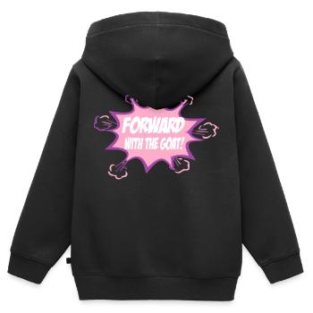 En avant avec la chèvre - Sweat Premium à capuche zippé enfant bio - noir - Dos - AI Model Kid Male (0cm)
