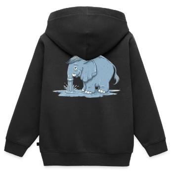 Pipo - Kinder Premium Organic Zip Hoodie - Schwarz - Hinten - AI Model Kid Male (0cm)