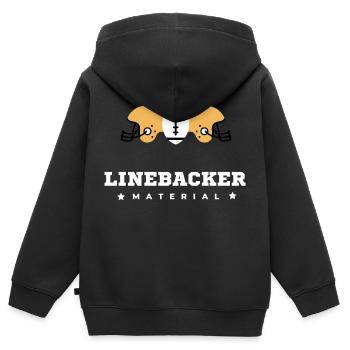 American Football, Linebacker Material - Kinder Premium Organic Zip Hoodie - Schwarz - Hinten - AI Model Kid Male (0cm)
