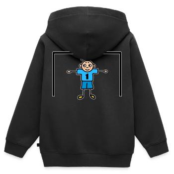 Fußball - Nummer Eins Torwart im Tor blau - Kinder Premium Organic Zip Hoodie - Schwarz - Hinten - AI Model Kid Male (0cm)