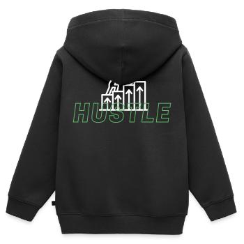 hustle - Kinder Premium Organic Zip Hoodie - Schwarz - Hinten - AI Model Kid Male (0cm)