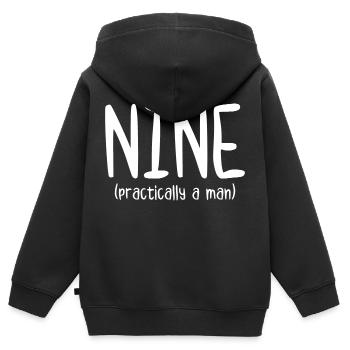 Neuf Pratiquement un homme - Sweat Premium à capuche zippé enfant bio - noir - Dos - AI Model Kid Male (0cm)
