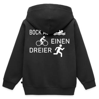 triathlon - Sweat Premium à capuche zippé enfant bio - noir - Dos - AI Model Kid Male (0cm)