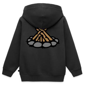 Feu de camp sans feu Camping - Sweat Premium à capuche zippé enfant bio - noir - Dos - AI Model Kid Male (0cm)