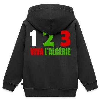 Algerien - Kinder Premium Organic Zip Hoodie - Schwarz - Hinten - AI Model Kid Male (0cm)