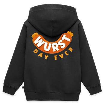 German Germany German Flag Wurst Day Ever Pun - Kids Premium Organic Zip-up Hoodie - black - Back - AI Model Kid Male (0cm)