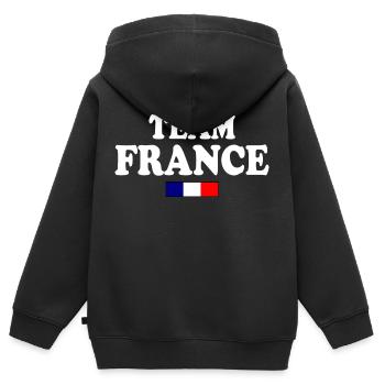 Frankreich - Kinder Premium Organic Zip Hoodie - Schwarz - Hinten - AI Model Kid Male (0cm)