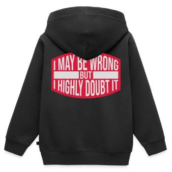 I may be wrong - Kids Premium Organic Zip-up Hoodie - black - Back - AI Model Kid Male (0cm)
