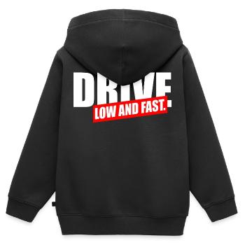 Conduisez bas et vite - Sweat Premium à capuche zippé enfant bio - noir - Dos - AI Model Kid Male (0cm)