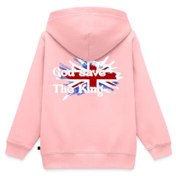 Gott schütze den König - New King England - Kinder Premium Organic Zip Hoodie - Rosa - Hinten - AI Model Kid Female (0cm)