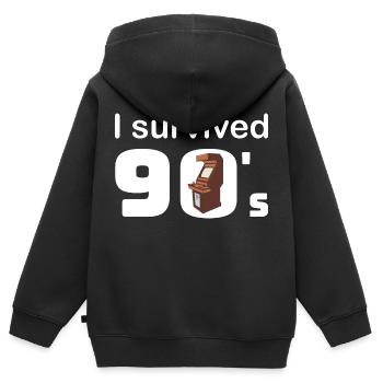 Ich überlebte die 90er Arcade Videospiel Automaten - Kinder Premium Organic Zip Hoodie - Schwarz - Hinten - AI Model Kid Male (0cm)