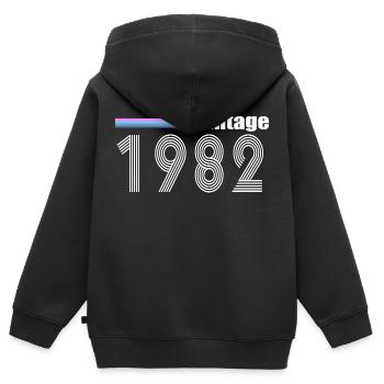 Millésime 1982 - Sweat Premium à capuche zippé enfant bio - noir - Dos - AI Model Kid Male (0cm)