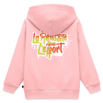 Erfolg liebt Anstrengung (Tag-b) - NeedyMindSet - Kinder Premium Organic Zip Hoodie - Rosa - Hinten - AI Model Kid Female (0cm)