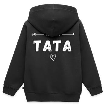 Bientôt tata - Sweat Premium à capuche zippé enfant bio - noir - Dos - AI Model Kid Male (0cm)