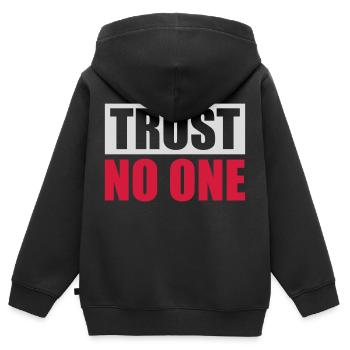 ne faites confiance à personne pour ne citer - Sweat Premium à capuche zippé enfant bio - noir - Dos - AI Model Kid Male (0cm)