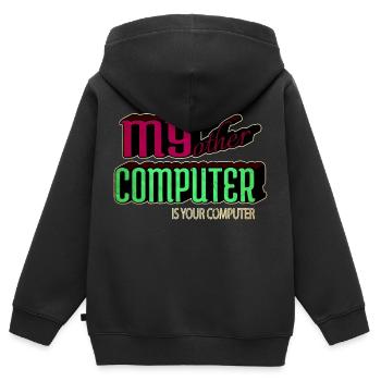 Present Hacking Coding Hacking Computer - Kids Premium Organic Zip-up Hoodie - black - Back - AI Model Kid Male (0cm)