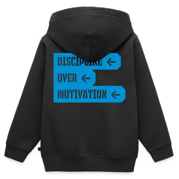 Citation de discipline sur la motivation - Sweat Premium à capuche zippé enfant bio - noir - Dos - AI Model Kid Male (0cm)