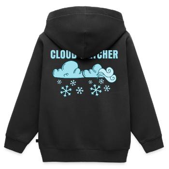 Cloud Watcher Météorologue Storm - Sweat Premium à capuche zippé enfant bio - noir - Dos - AI Model Kid Male (0cm)