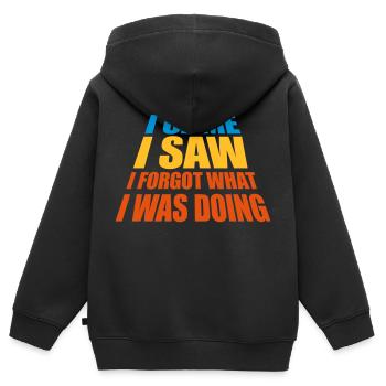 I came saw forget - Kinder Premium Organic Zip Hoodie - Schwarz - Hinten - AI Model Kid Male (0cm)