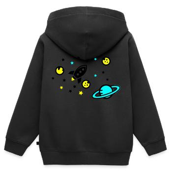 Universe - Kids Premium Organic Zip-up Hoodie - black - Back - AI Model Kid Male (0cm)