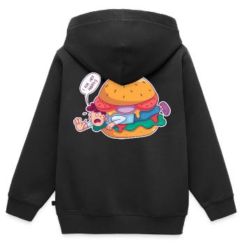Burger essen Zutat Männer Burger essen Zutat Männe - Kinder Premium Organic Zip Hoodie - Schwarz - Hinten - AI Model Kid Male (0cm)