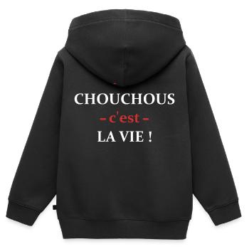 Les Chouchous c'est la vie - Sweat Premium à capuche zippé enfant bio - noir - Dos - AI Model Kid Male (0cm)
