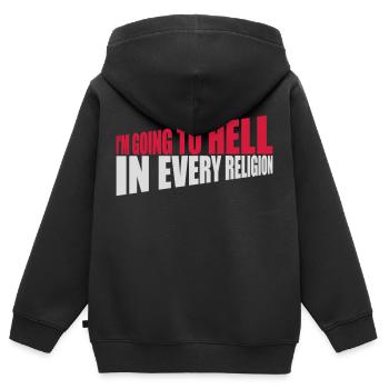 En allant en enfer - Sweat Premium à capuche zippé enfant bio - noir - Dos - AI Model Kid Male (0cm)