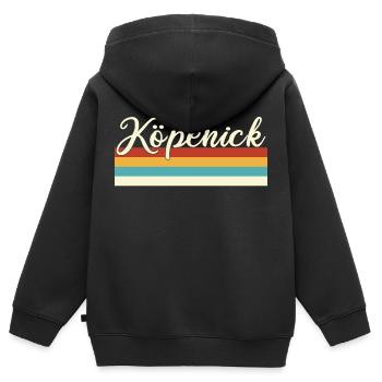 Köpenick - Berlin - Retro - Vintage - Balken - Kinder Premium Organic Zip Hoodie - Schwarz - Hinten - AI Model Kid Male (0cm)