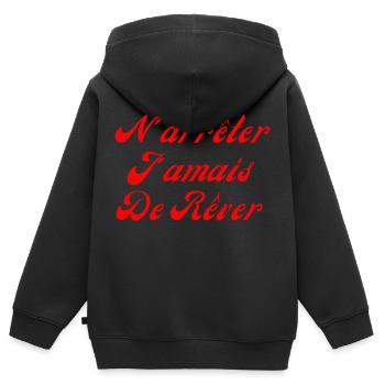N'arrêter jamais de rêver - Sweat Premium à capuche zippé enfant bio - noir - Dos - AI Model Kid Male (0cm)