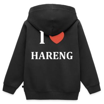 i love Hareng - Sweat Premium à capuche zippé enfant bio - noir - Dos - AI Model Kid Male (0cm)