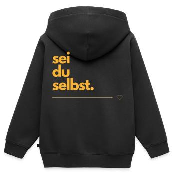 Sei du selbst - Kinder Premium Organic Zip Hoodie - Schwarz - Hinten - AI Model Kid Male (0cm)