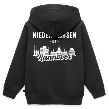 Hannover Niedersachsen Hannoveraner Geschenk - Kinder Premium Organic Zip Hoodie - Schwarz - Hinten - AI Model Kid Male (0cm)