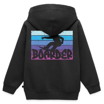 Snowboard Snowboarding Shirt - Boarder Vintage - Kinder Premium Organic Zip Hoodie - Schwarz - Hinten - AI Model Kid Male (0cm)