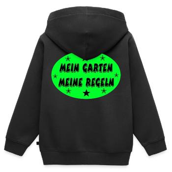Garten - Kinder Premium Organic Zip Hoodie - Schwarz - Hinten - AI Model Kid Male (0cm)