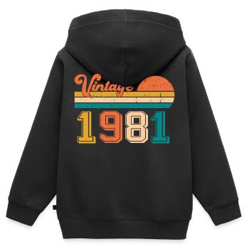 Vintage 1981 - Kids Premium Organic Zip-up Hoodie - black - Back - AI Model Kid Male (0cm)