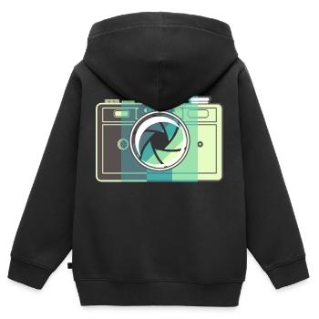 Retro-Filmkamera - Kinder Premium Organic Zip Hoodie - Schwarz - Hinten - AI Model Kid Male (0cm)