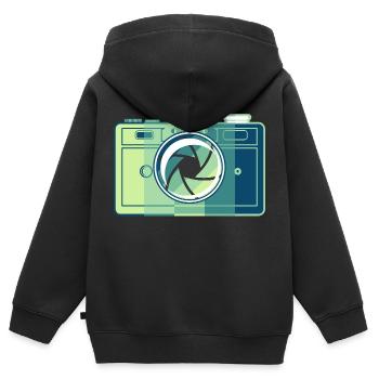 Retro-Filmkamera - Kinder Premium Organic Zip Hoodie - Schwarz - Hinten - AI Model Kid Male (0cm)