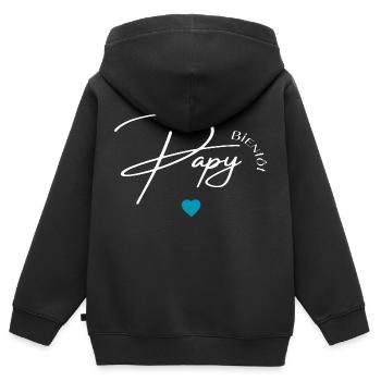 Bientôt papy - Sweat Premium à capuche zippé enfant bio - noir - Dos - AI Model Kid Male (0cm)