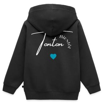 Bientôt tonton - Sweat Premium à capuche zippé enfant bio - noir - Dos - AI Model Kid Male (0cm)