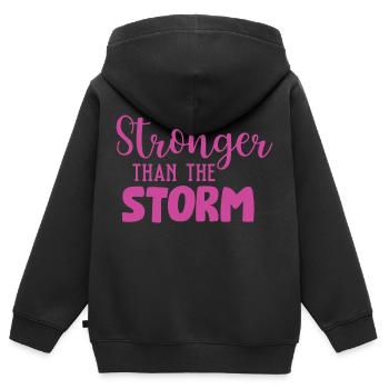 Plus fort que la tempête - Sweat Premium à capuche zippé enfant bio - noir - Dos - AI Model Kid Male (0cm)