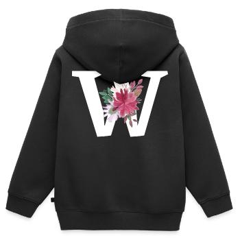 Brief mit Blumen - Kinder Premium Organic Zip Hoodie - Schwarz - Hinten - AI Model Kid Male (0cm)