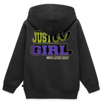 golfcoachgifts fun cadeau putter golfgift golfduvet - Sweat Premium à capuche zippé enfant bio - noir - Dos - AI Model Kid Male (0cm)