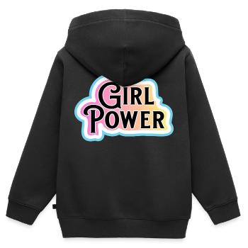 Girlpower - Kinder Premium Organic Zip Hoodie - Schwarz - Hinten - AI Model Kid Male (0cm)