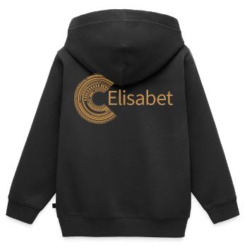 Für Elisabet - Kinder Premium Organic Zip Hoodie - Schwarz - Hinten - AI Model Kid Male (0cm)