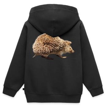 Igel - Kinder Premium Organic Zip Hoodie - Schwarz - Hinten - AI Model Kid Male (0cm)