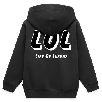 LOL - Life of Luxury - Kinder Premium Organic Zip Hoodie - Schwarz - Hinten - AI Model Kid Male (0cm)